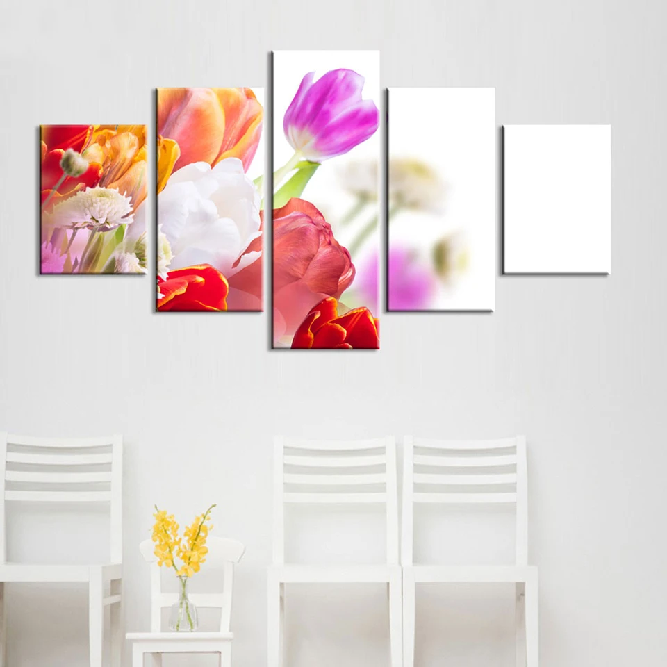 

Canvas Prints Pictures Wall Art 5 Pieces Tulip Flower Painting Modern Creative Home Decoration Modular Poster Living Room Frame