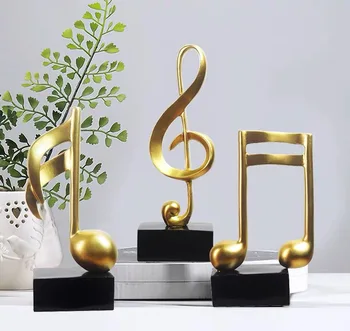 

Modern golden musical note ornaments handmade resin crafts for piano room home decorations