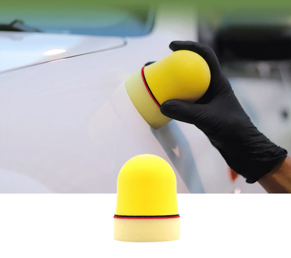 Набор восковых подушечек для автомобиля, губка с желтой мягкой сменной резиновой ручкой, широко используется для автоухода за воском