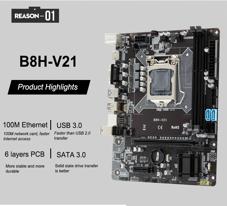 H81 материнская плата B8H-V21 LGA 1150 настольная плата DDR3 до 16 Гб памяти usb3.0