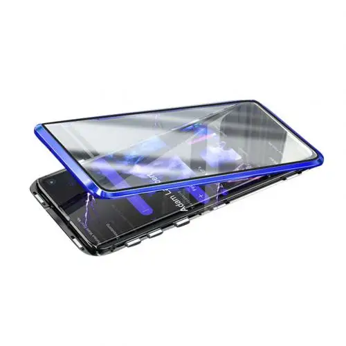 Blue for Note 10 Магнитный адсорбционный чехол для телефона, металлическая задняя магнитная рамка, прозрачный чехол из закаленного стекла для samsung Galaxy Note 10/10 Plus - Цвет: Blue for Note 10