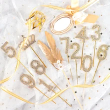 Cakelove 1 шт. золотые шипованные бриллиантами цифры "0-9" корона коллекция торт Топпер для вечерние украшения десерт прекрасные подарки
