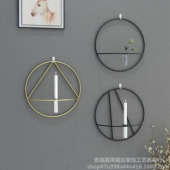 

Metal Geometric Candle Holder Iron Modern Nordic Wall Sconce Candle Holder Flower Gold Manual Porta Velas Home Decor WF50ZT