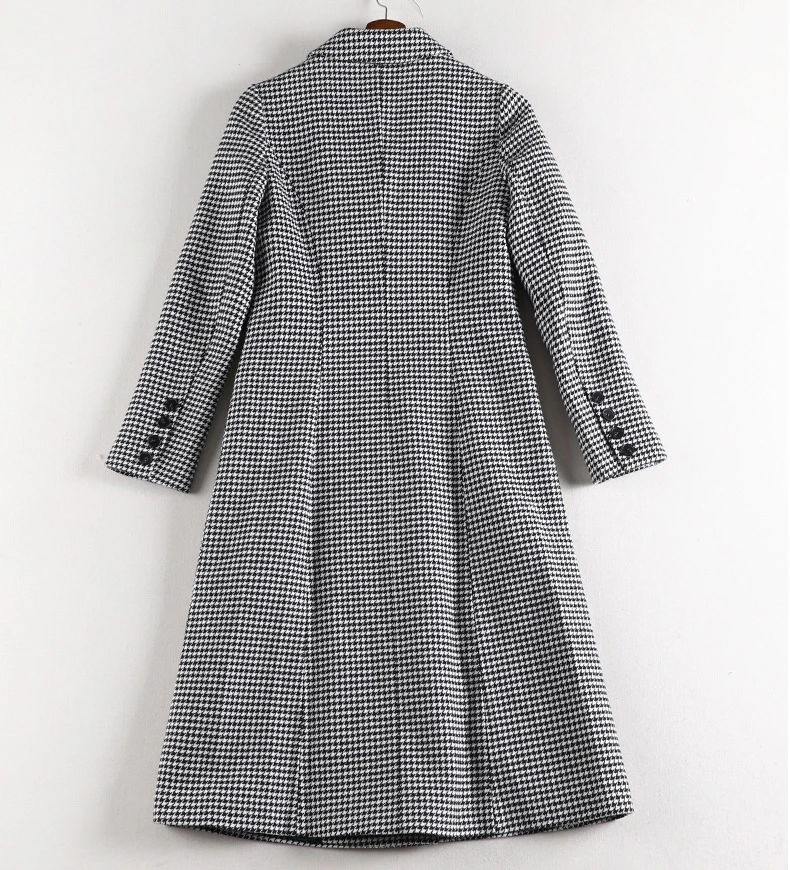 autumn winter Coat Large size long Women's woolen coat Korean version lattice Keep warm Loose Woolen jacket XL-5XL FCW087