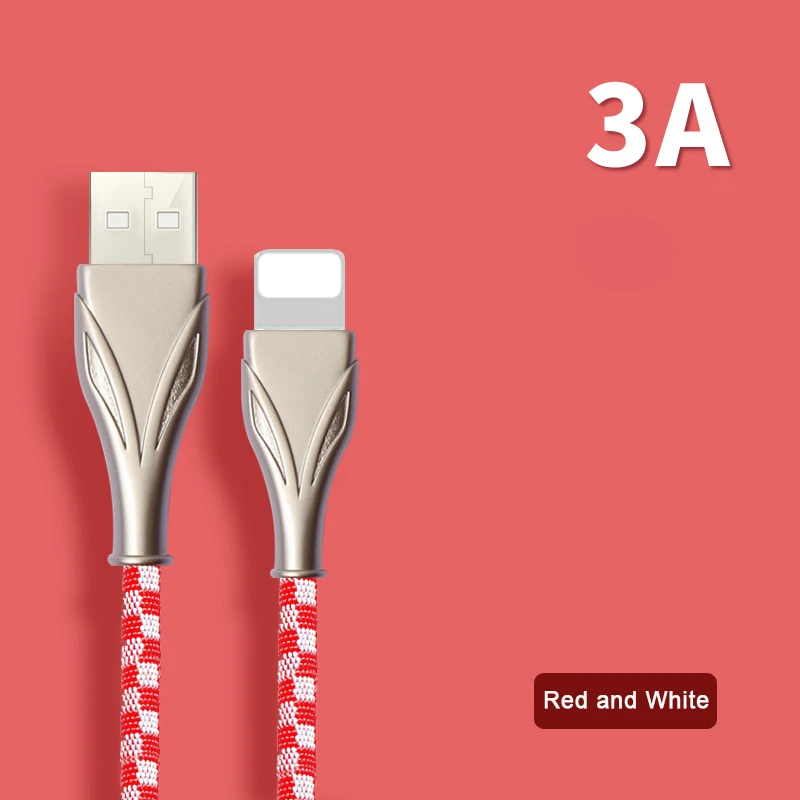 Подходит для IOS type-c Android usb зарядный кабель из цинкового сплава 3A USB Быстрый зарядный кабель для передачи данных для мобильного телефона тканевый кабель - Цвет: 8pin red