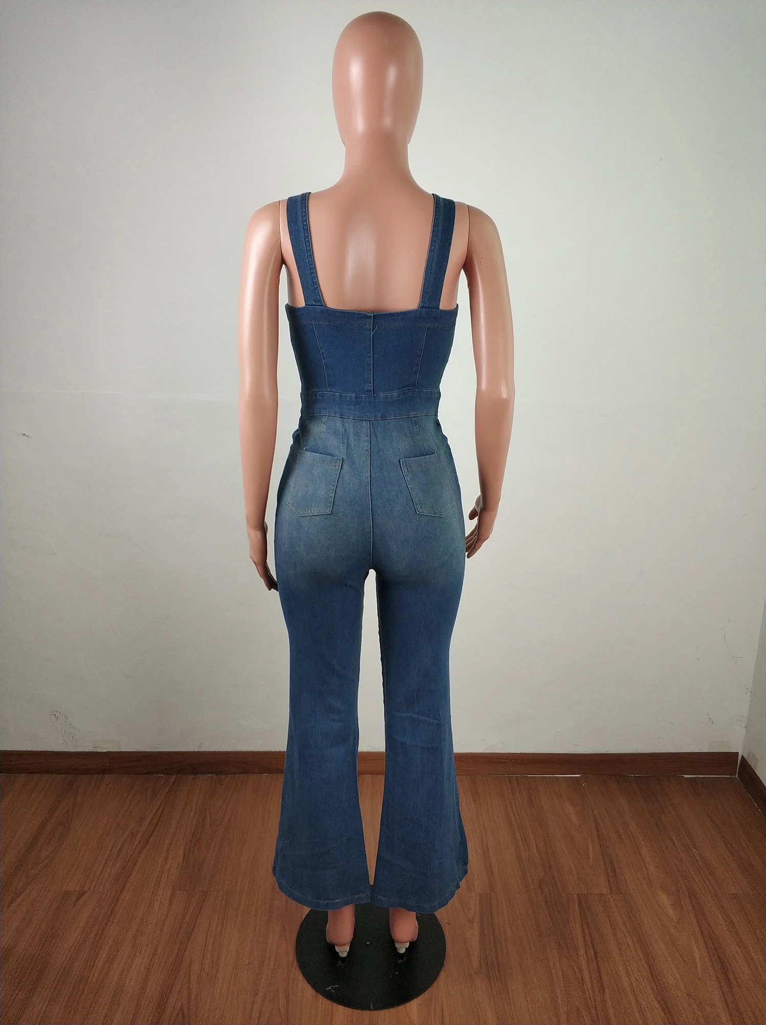 Wjustforu Casual Sexy Denim Jumpsuit Women Spaghetti Strap Fashion Wide Leg Jeans Bodysuit Female Off Shoulder Elegant Overalls