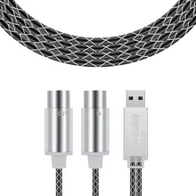 Cabo midi do elemento ao conversor in-out de usb, relação profissional de usb midi com luz indicadora ftp que processa o escudo do metal da microplaqueta