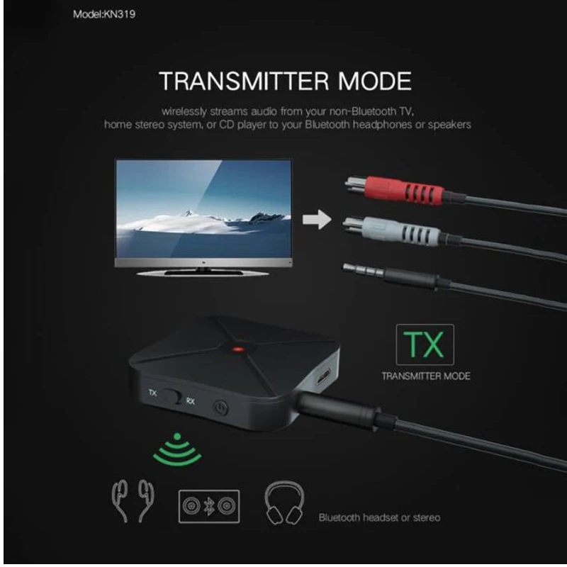 2 в 1 Bluetooth 4,2 аудио передатчик и приемник USB Bluetooth беспроводной адаптер аудио с 3,5 мм AUX аудио для домашнего ТВ MP3 ПК