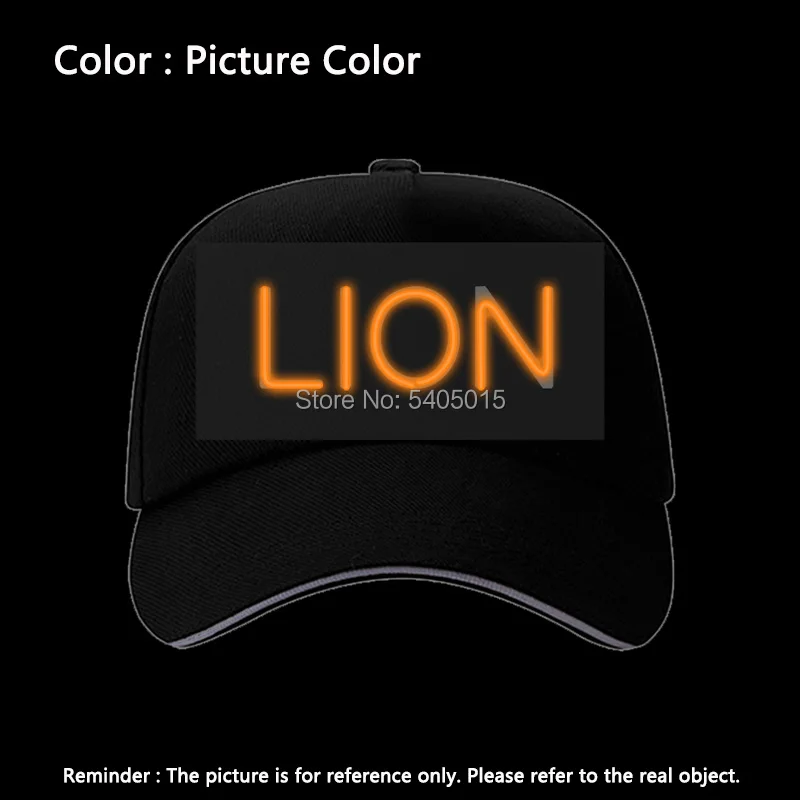 YUEHUI, светящиеся бейсбольные кепки с надписью «KITTY»/«LION»/«SHARK», вечерние кепки в стиле хип-хоп, светящиеся вечерние кепки с DC-3V для женщин и мужчин