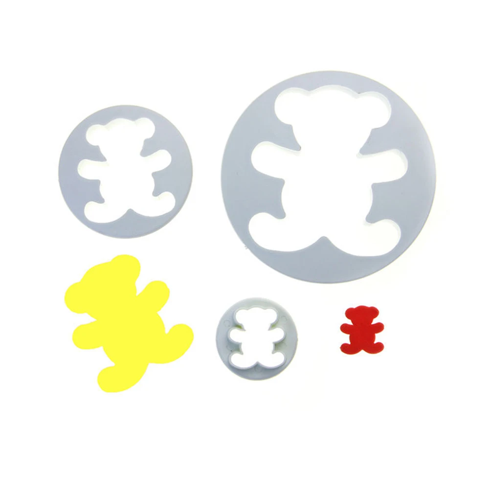 

3Pcs/Set Cute Teddy Bear Shape Fondant Cookie Cutters Plunger Baking Pastry Mold Decorating Tools