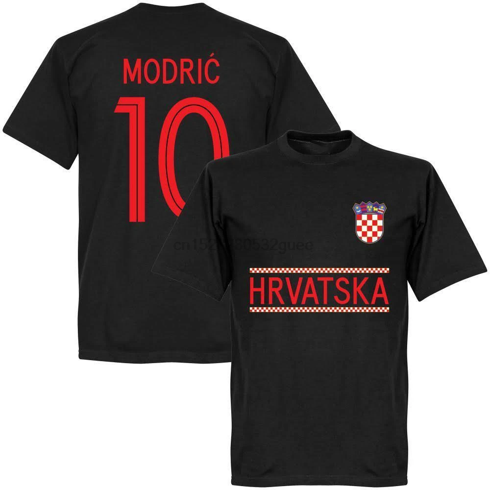 Хорватия Modric 10 команда футболка-черная скидка горячая новинка Модный Топ