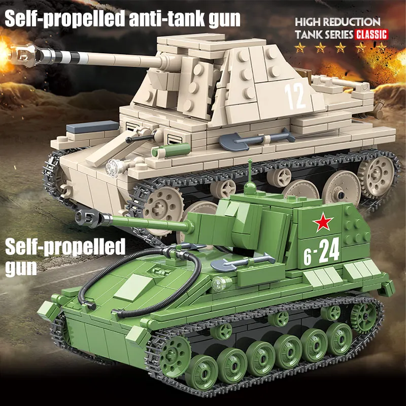 Военные строительные блоки WW2 Marder 3 светильник для солдат боевик фигурки игрушки