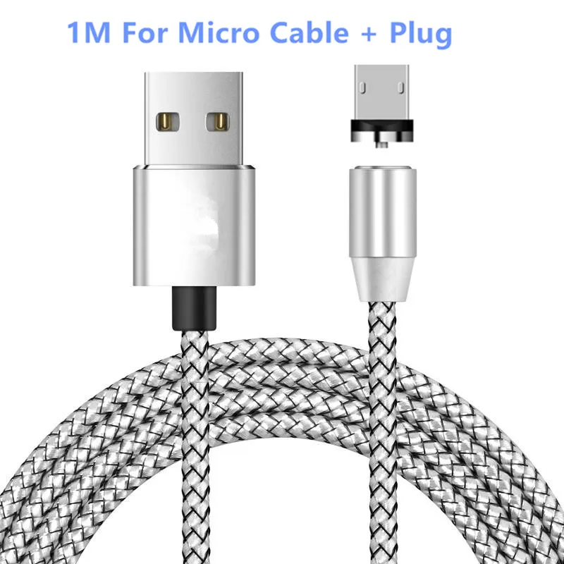 Silve Micro Cable Быстрый USB зарядный шнур для huawei P Smart plus Y9 Y6 Y7 Prime mi cro USB Магнитный кабель для Xiaomi mi A2 Lite 2 3 4 play - Цвет: Silve Micro Cable