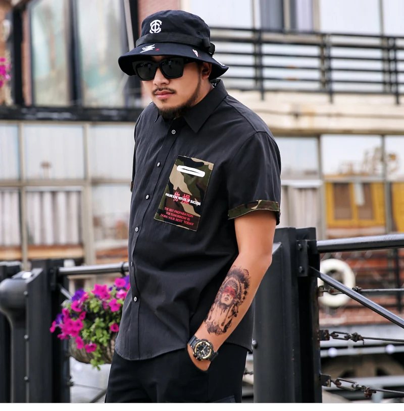 cotton shirt mens short sleeve knitted blouse men buttons pocket Japanese blouse streetwear casual chemise homme рубашка мужская