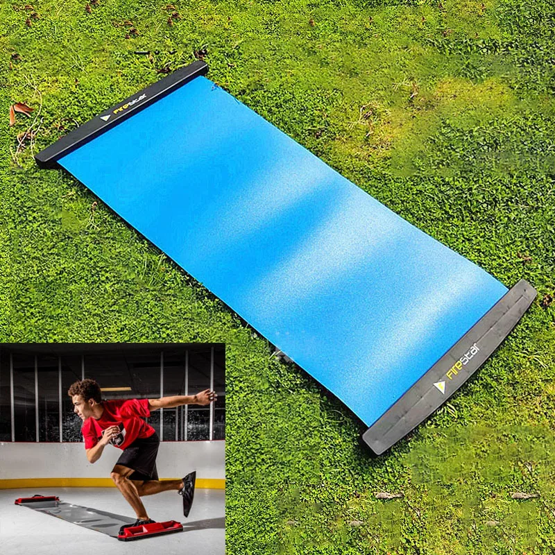 Tabla deslizante portátil de alta calidad, conjunto azul para entrenamiento en casa, accesorios de ejercicio de Fitness, Hockey sobre hielo y patinaje sobre ruedas