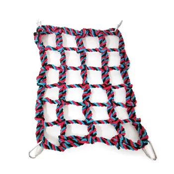 

Colorful Woven Rope Climbing Net Hamster Hanging Bed with Metal Clips for Parrot