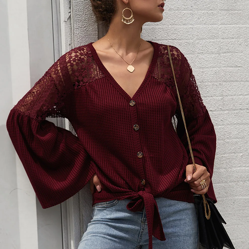 

Sungift Fashion women's sweater Full Sleeve V-Neck Hollow Women Sweater Solid 2019 new Autum sweater woman winter warm clothing