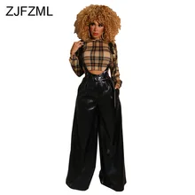 *#Best Price PU Leather Autumn Winter Wide Leg Pants Women Spaghetti Strap High Waist Trouser Streetwear Bell Bottomed Full Length Pantalon *#Best Price PU Leather Autumn Winter Wide Leg Pants Women Spaghetti Strap High Waist Trouser Streetwear Bell Bottomed Full Length Pantalon