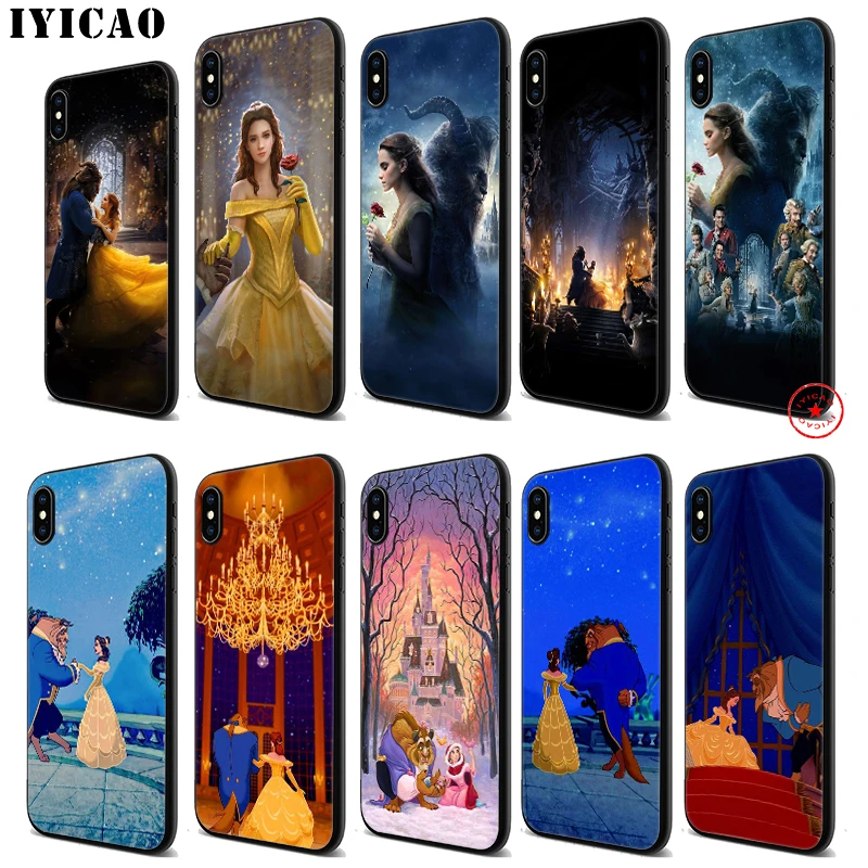 IYICAO Beauty And Beast Soft Black Silicone Case for iPhone 11 Pro Xr Xs Max X or 10 8 7 6 6S Plus 5 5S SE |