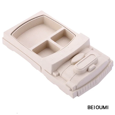 Beige Милый мультяшный детский набор столовых приборов с поездом из пшеничного волокна, тарелка для кормления ребенка, миска с защитой от разлива, Детская тарелка, детская посуда - Цвет: Beige