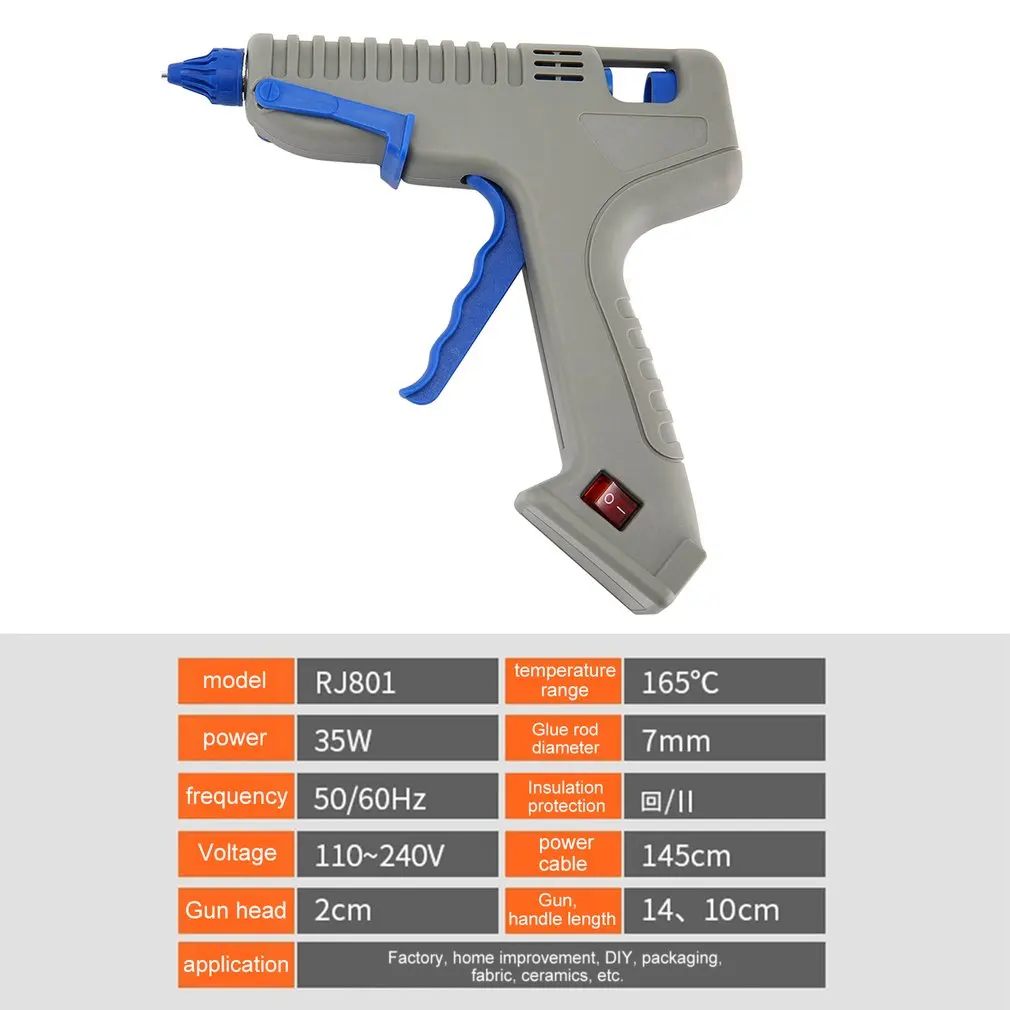 RJ801 30 Вт термоплавкий клеевой пистолет с клеевым стержнем для DIY ручной работы игрушки ремонтные Инструменты Электрические термоклеевые пистолеты американского типа