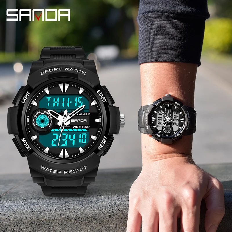 

Sanda new Men Sport Watch Waterproof 50meter Multifunctional Men Electronic Wristwatch digital watch LED watch men relogio gift