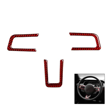 

Red Steering Wheel Stickers Carbon Fiber For Ford Mustang 2015-2017 Decor Strip Car