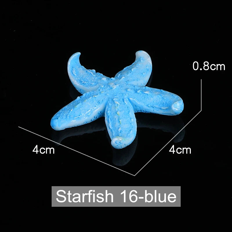 16 Star blue Милый Искусственный аквариум из смолы, мини-коралл, украшение для аквариума, многоцветные декоративные украшения, коралловый камень, морская звезда - Цвет: 16 Star blue