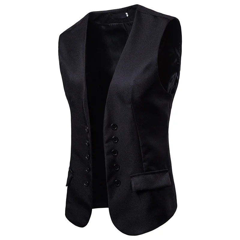 Double Breasted Mens Vests Business Casual Waistcoat Men Streetwear