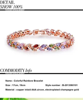 

Seven colors rainbow seven colors zircon bracelet gold color crystal rich hand ornaments reveal temperament gift first choice