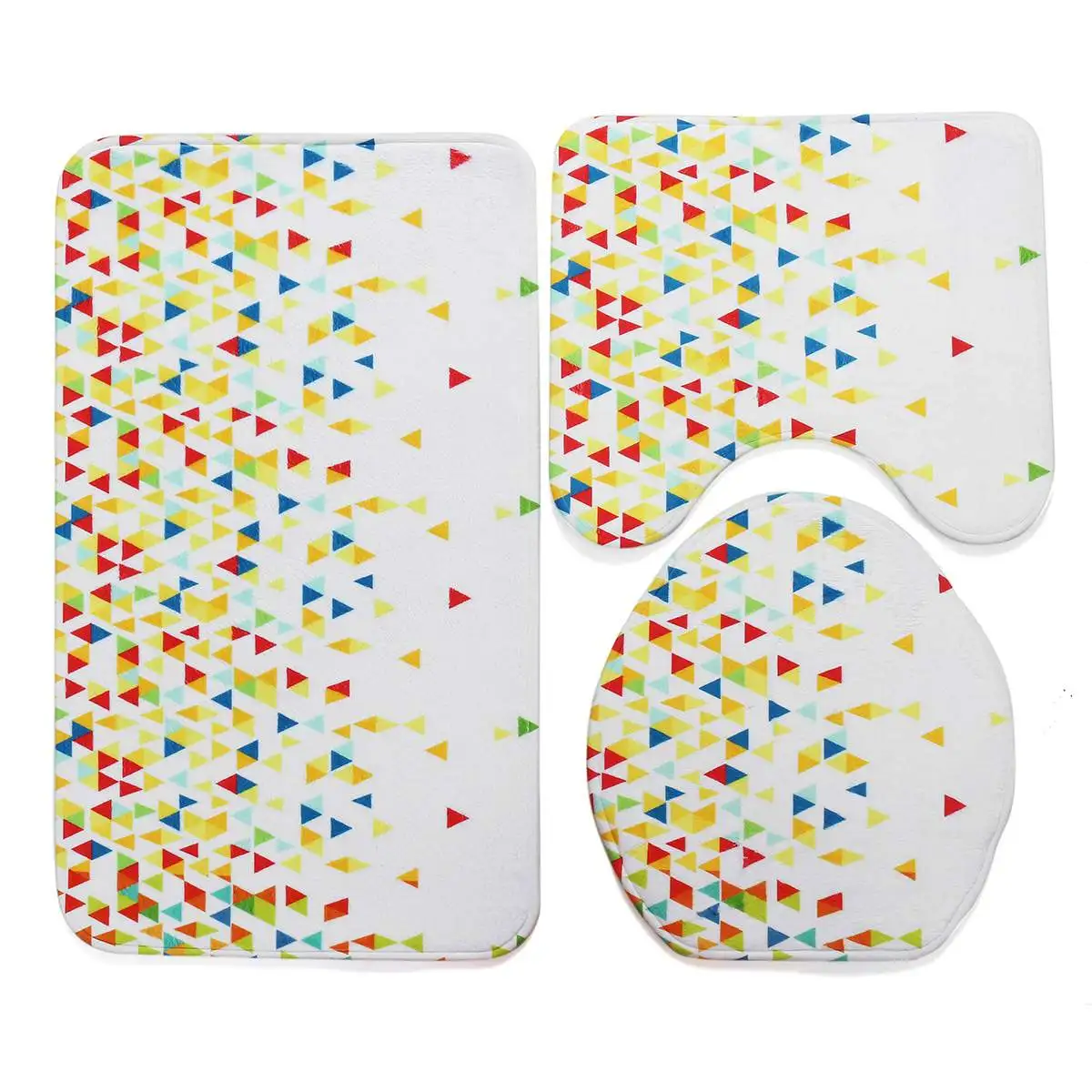 3Pcs mats Водостойкая цветная треугольная занавеска для ванной 180x180 см, 12 крючков, Скандинавское покрытие для унитаза, Противоскользящие коврики, декор для ванной комнаты - Цвет: 3Pcs mats
