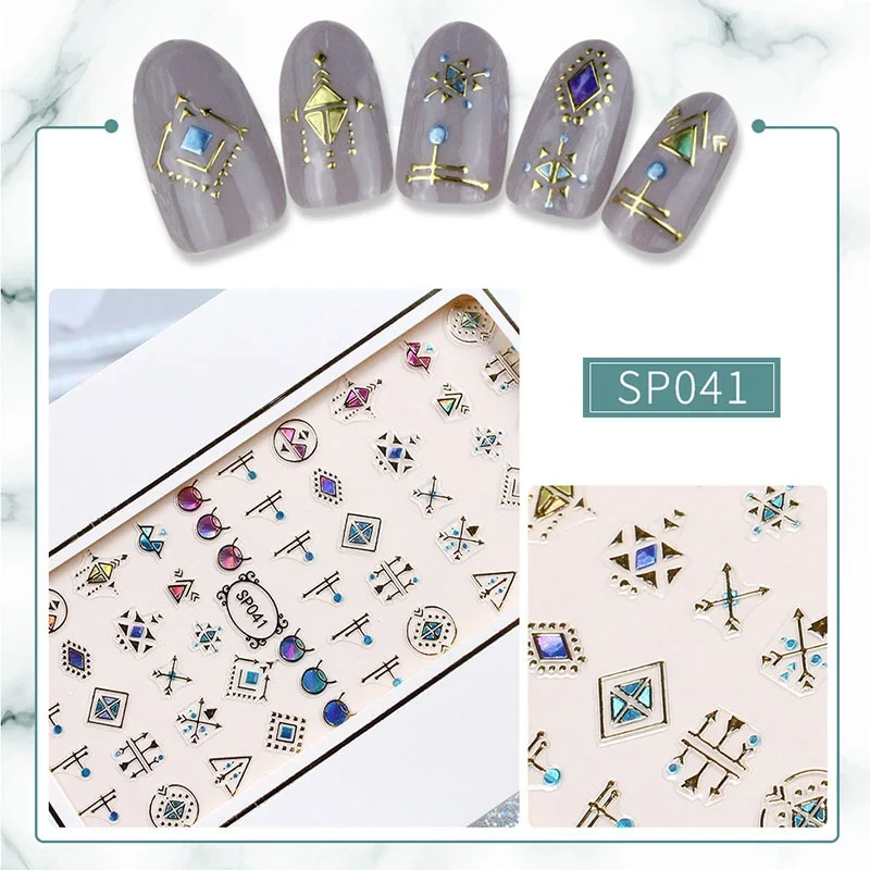 Новейшая стикеры 3D на ногти Nail Art Переводные картинки голографические золотые металлические переводные наклейки Единорог Лаванда Цветок пони крест - Цвет: 41