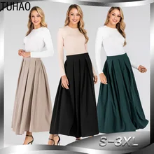 TUHAO осень зима элегантные юбки для женщин плиссированные юбки однотонные повседневные Femme Empire Offie Женская юбка одежда LW29