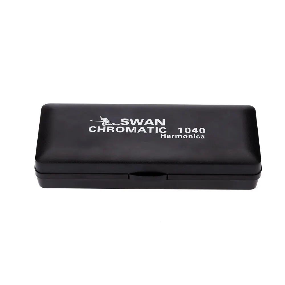 Top Quality Harmonica Chromatic Key of C 10 Holes 40 Tones Mouth Organ Silver with Exquisite Durable Box