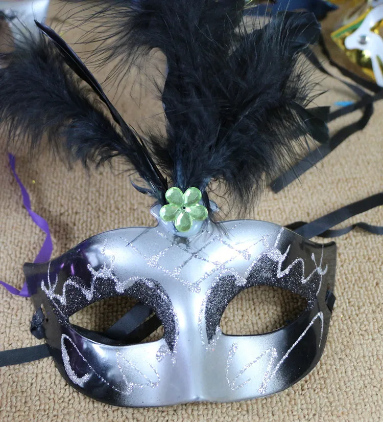 Halloween Mask Ball Party Lace Feather Eye Patch Men And Women-Adult CHILDREN'S Mask Multi-Color