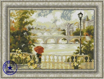 

Higher Cotton Free delivery Top Quality popular counted cross stitch kit umbrella lover lover rain raining 14 count, RTO6098