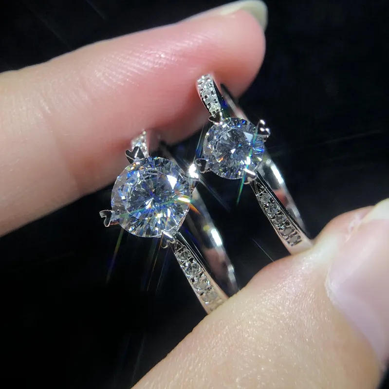 

Model Diamond Ring Women's Fine Silver Platinum Plated High Carbon Drilling Online Celebrity Douyin Celebrity Style Moissanite A