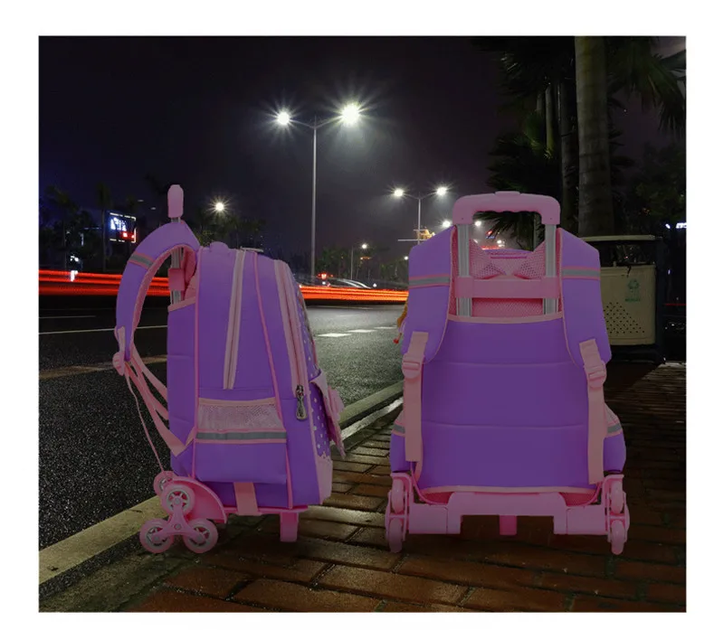 School Trolley School Bag Backpack Wheeled Children Bag For Grils Kids 2/6 Wheels Schoolbag Student Backpacks Bags