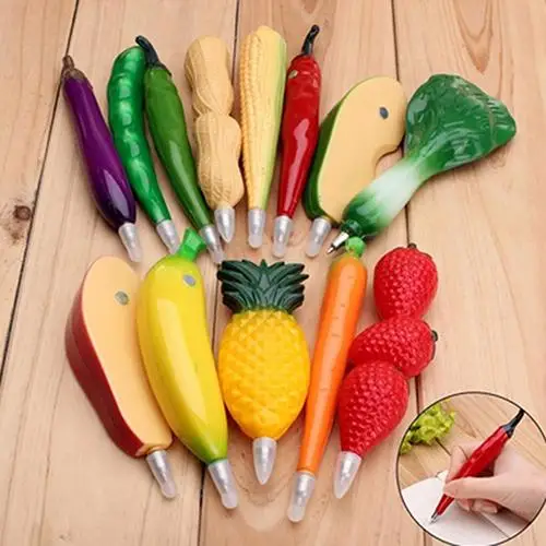 Creative Fruit Watermelon Strawberry Eggplant Shaped Ball Point Pen Xmas Gift |