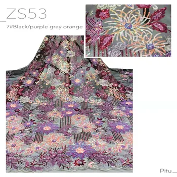 

(5yards / lot) 2020 New High quality pink Velvet African tulle lace French net lace fabric with Sequins for party dress(ZZ-12