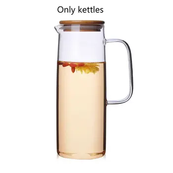 

Heat-resistant Glass Jug Straight Body Pot Cold Water Cup Teapot Boiling Water Bamboo Cover Cold Water Bottle