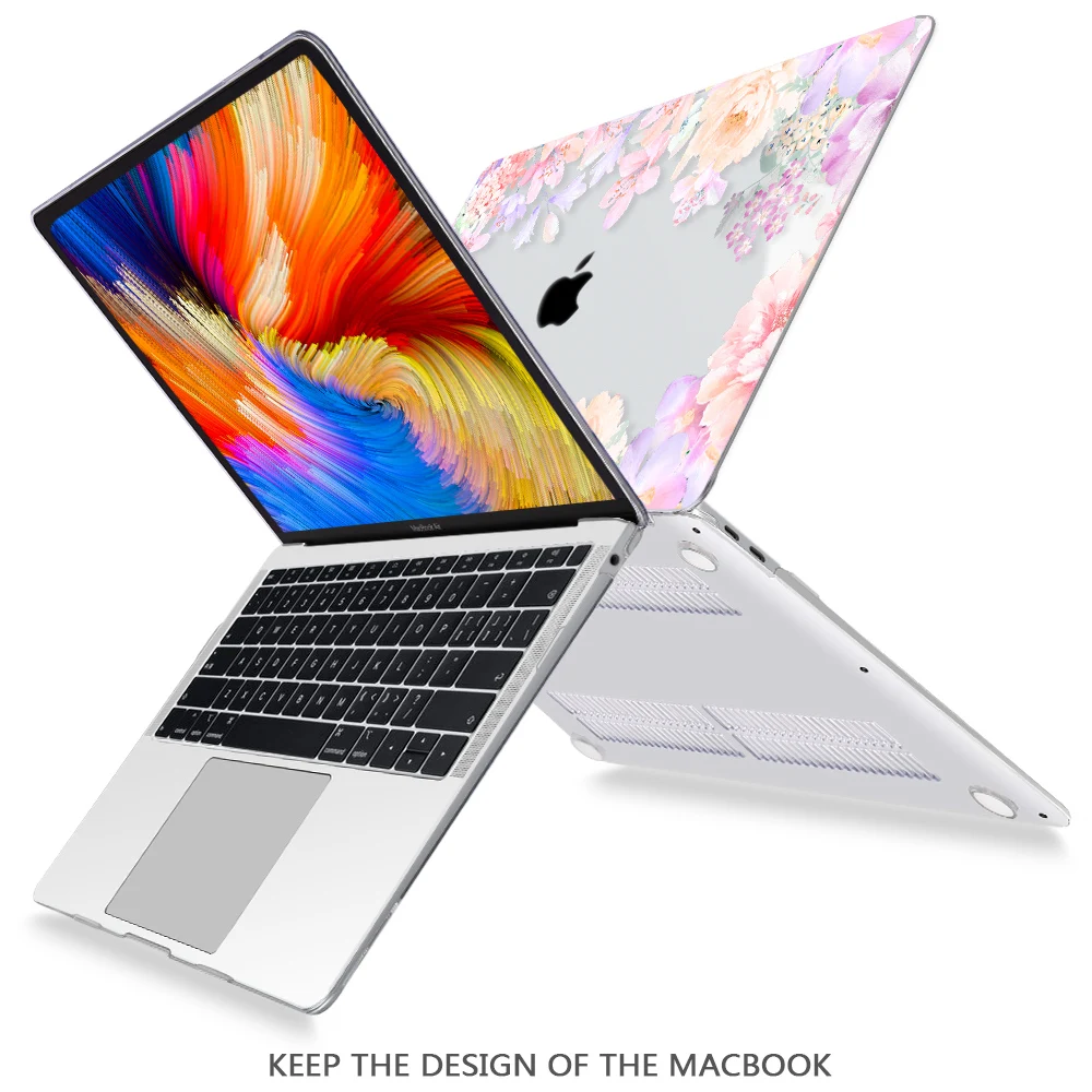 coque plastique rigide imprimé floral pour macbook air pro