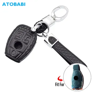 

Microfiber Real Leather Car Key Case For Mercedes Benz W203 W204 W211 CLK C180 E200 AMG C E S Class Remote Fob Cover Accessories