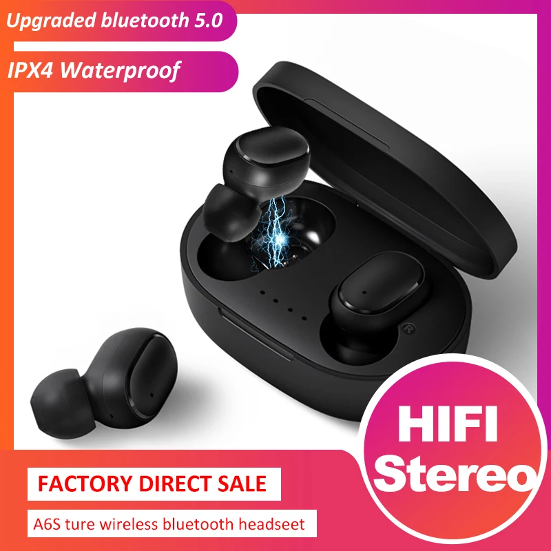Беспроводные наушники Bluetooth A6S TWS 5 0 игровые с микрофоном PK Redmi Airdots для iPhone Xiaomi Huawei