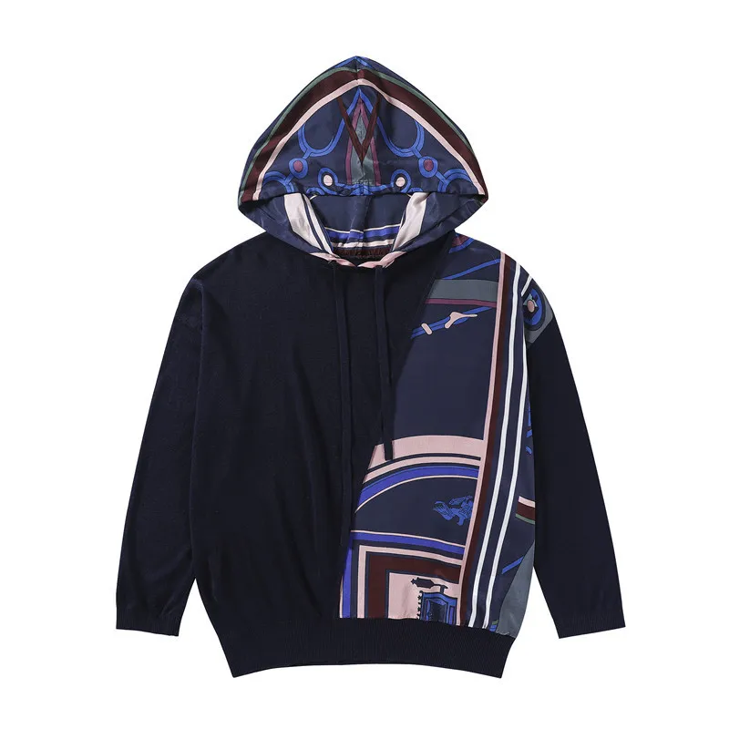 Nieuwe kleding vallen schouder mouw gedrukt pure zijde breien F9130 lange mouw capuchon Nieuwe kleding vallen schouder mouw gedrukt pure zijde breien F9130 lange mouw capuchon