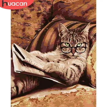 

HUACAN DIY Oil Painting By Numbers Cat Animal Kits Drawing Canvas Pictures By Numbers HandPainted Home Decor Gift