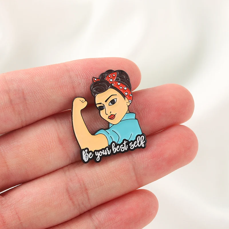 Be Your Best Self Emaille Pin Frauen Powers Brosche Kleidung Revers Abzeichen Kappe Tasche Kreativer Schmuck Geschenk für Freunde – Detail 2