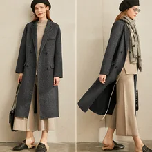 Amii минималистичное французское Ретро шерстяное двустороннее шерстяное пальто женское Новое Свободное длинное шерстяное пальто зима