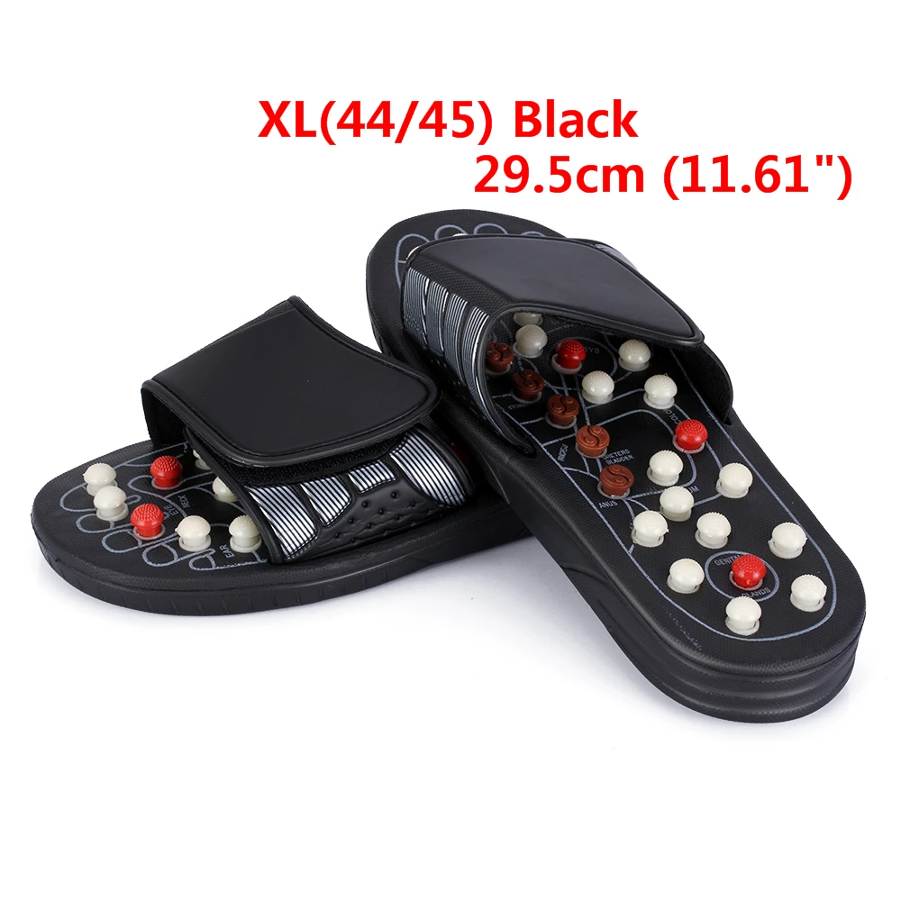 XL(44 45) Black Массажные тапочки для ног; рефлексотерапия; акупунктурная терапия; Массажер для ходьбы с камнями; обувь для иглоукалывания; Булыжный Камень; Массажер; сандалии - Цвет: XL(44 45) Black
