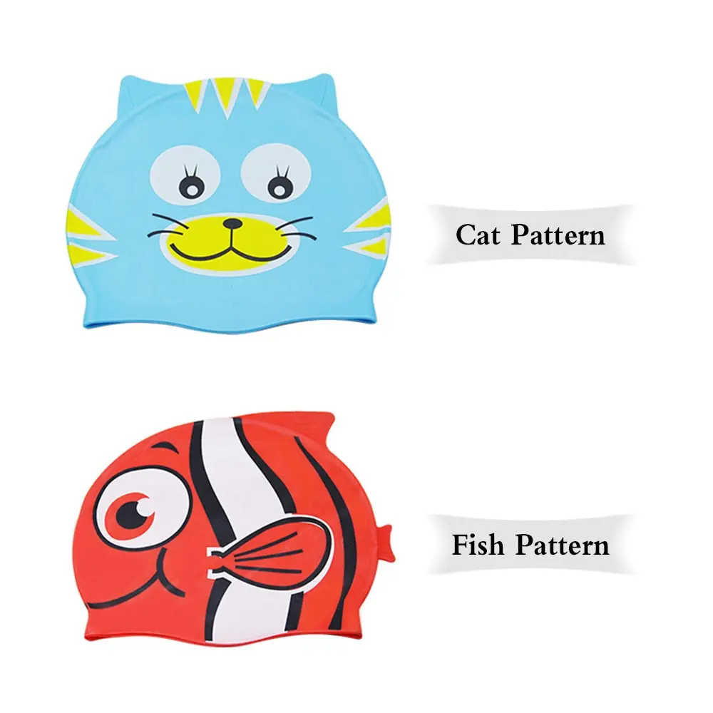 

Silicon Kid Swimming Cap Waterproof Swimming Caps Comfortable Fish/Cat Shape Hat for Girl and Boy Protect Ear Swim Pool Hat